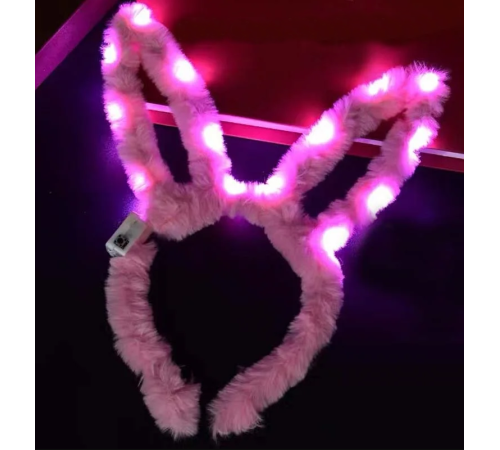 Led Işıklı Peluş Pofuduk Tavşan Kulak Tavşan Taç Pembe 17X23 cm Led Işıklı Peluş Pofuduk Tavşan Kulak Tavşan Taç Pembe 17X23 cm