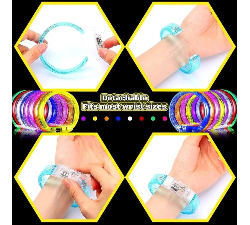 Led Işıklı Pilli Işıklı Rengarenk Kalın Bileklik Işıklı Bilezik Karışık Renk 1 Adet Led Işıklı Pilli Işıklı Rengarenk Kalın Bileklik Işıklı Bilezik Karışık Renk 1 Adet