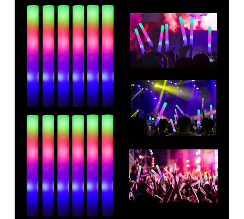 Led Işıklı Rengarenk Sünger Parti Çubuk Işıklı Kauçuk Sopa 46 cm