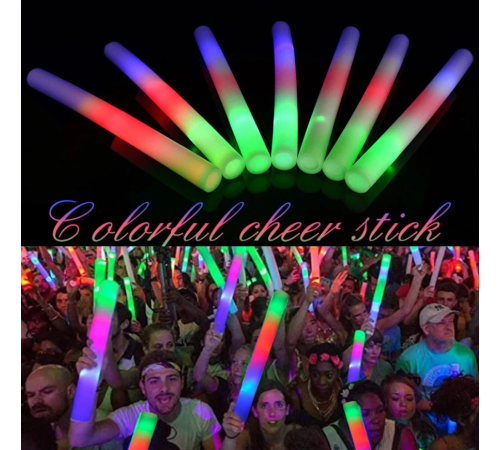 Led Işıklı Rengarenk Sünger Parti Çubuk Işıklı Kauçuk Sopa 46 cm