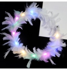 Led Işıklı Rengarenk Yanan 3 Fonksiyonlu Otrişli Parti Tacı Beyaz Renk 12x12 cm