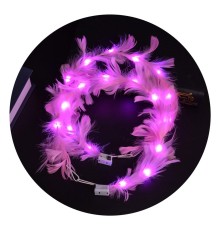 Led Işıklı Rengarenk Yanan 3 Fonksiyonlu Otrişli Parti Tacı Pembe Renk 12x12 cm