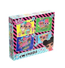 LOL7627 Laço Kids L.O.L. 4'ü1 Kutuda Puzzle / 6+12+16+25 Parça Puzzle