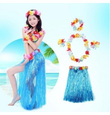 Luau Aloha Hawaii Partisi  Etek Taç ve Bileklik Seti Mavi