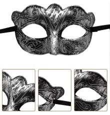 Maskeli Balo Antik Gri Gümüş Eskitilmiş Maske Balo Venedik