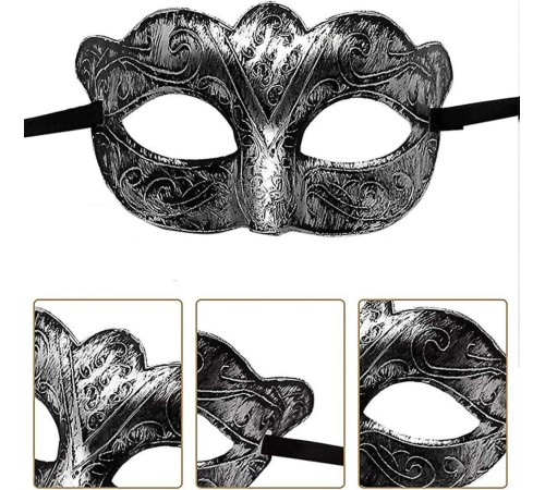 Maskeli Balo Antik Gri Gümüş Eskitilmiş Maske Balo Venedik Maskeli Balo Antik Gri Gümüş Eskitilmiş Maske Balo Venedik