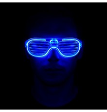 Mavi Led Işıklı Parti Gözlüğü - Neon Glow Şerit Gözlük 3 Modlu