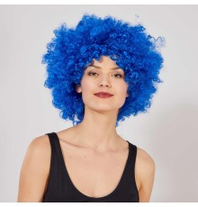 Mavi Renk Kıvırcık Afro Bonus Peruk