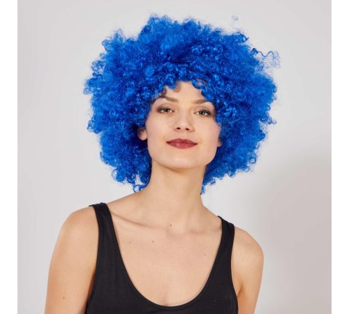 Mavi Renk Kıvırcık Afro Bonus Peruk Mavi Renk Kıvırcık Afro Bonus Peruk