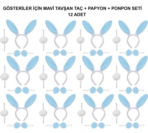 Mavi Tavşan Kostüm Seti – Taç, Papyon, Ponpon (12’li Paket) Mavi Tavşan Kostüm Seti – Taç, Papyon, Ponpon (12’li Paket)