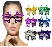 Metalize Ekstra Parlak Yıldız Panjur Parti Gözlüğü 6 Renk 6 Adet