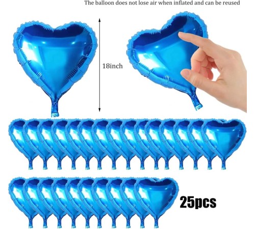 Metalize Parlak Mavi Kalp Şekilli Uçan Balon Folyo 18 inç 45 cm 25 Adet Metalize Parlak Mavi Kalp Şekilli Uçan Balon Folyo 18 inç 45 cm 25 Adet