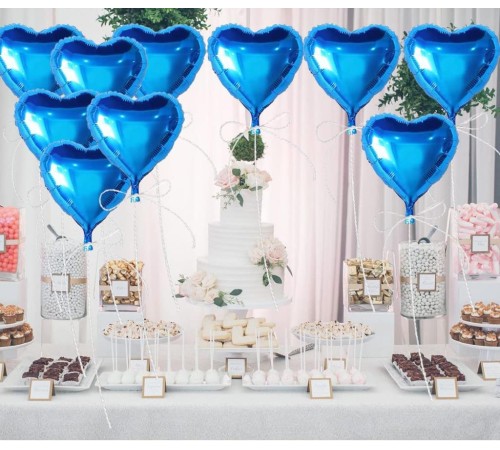 Metalize Parlak Mavi Kalp Şekilli Uçan Balon Folyo 18 inç 45 cm 25 Adet Metalize Parlak Mavi Kalp Şekilli Uçan Balon Folyo 18 inç 45 cm 25 Adet