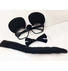 Mickey Mouse Gözlüğü Papyonu Kuyruğu Seti