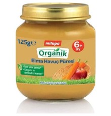 Milupa Organik Elma Havuç Püreli Kavanoz Maması 125 Gr