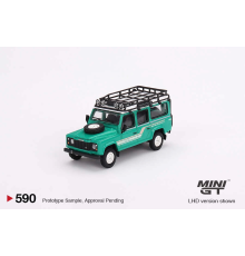 Mini GT 1/64 Land Rover Defender 110 1985 County Station Wagon Trident Green