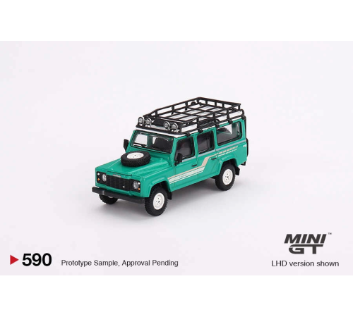 Mini GT 1/64 Land Rover Defender 110 1985 County Station Wagon Trident Green Mini GT 1/64 Land Rover Defender 110 1985 County Station Wagon Trident Green