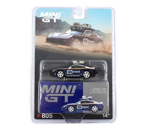 Mini GT 1/64 Porsche 911 Dakar Rallye Design Package White/Gentian Blue Metallic Blister Paket Mini GT 1/64 Porsche 911 Dakar Rallye Design Package White/Gentian Blue Metallic Blister Paket