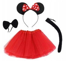 Minnie Mouse Kostüm Seti Etek Taç Kuyruk Papyon Gösteri Seti