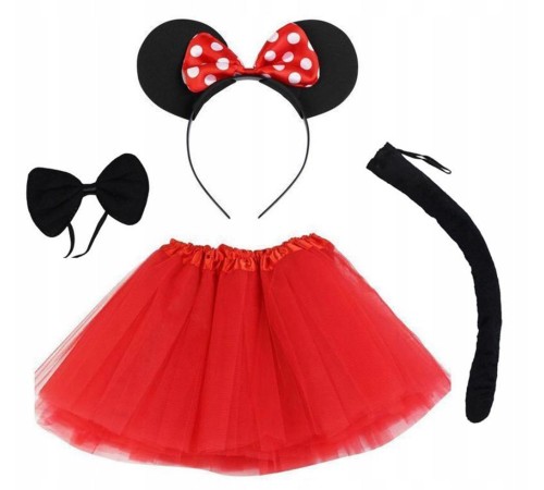 Minnie Mouse Kostüm Seti Etek Taç Kuyruk Papyon Gösteri Seti Minnie Mouse Kostüm Seti Etek Taç Kuyruk Papyon Gösteri Seti