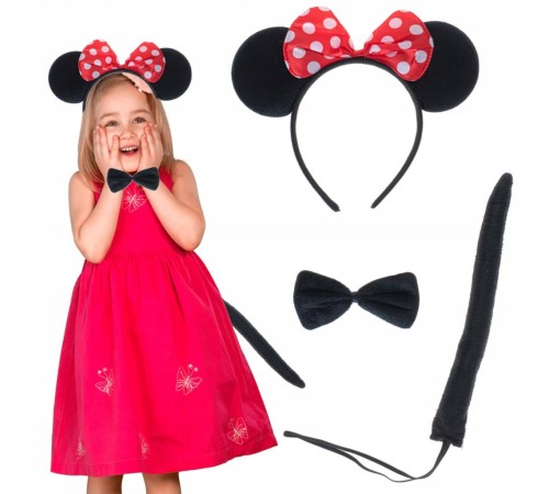 Minnie Mouse Kostüm Seti Taç Kuyruk Papyon Gösteri Seti Minnie Mouse Kostüm Seti Taç Kuyruk Papyon Gösteri Seti