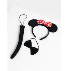 Minnie Mouse Kostüm Seti Taç Kuyruk Papyon Gösteri Seti