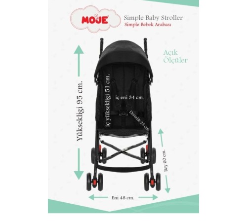 Moje Simple Pratik Baston Bebek Arabası Gri Moje Simple Pratik Baston Bebek Arabası Gri