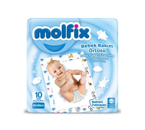 Molfix Bebek Bakım Örtüsü 60x60 10 Adet Molfix Bebek Bakım Örtüsü 60x60 10 Adet