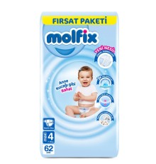 Molfix Bebek Bezi Fırsat Paketi 4 Beden 7-14 Kg 62 Adet