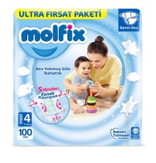 Molfix Bebek Bezi Ultra Fırsat Paketi 4 Beden 7-14 Kg 100 Adet