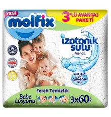 Molfix İzotonik Sulu Ferah Temizlik Islak Havlu Mendil 3'Lü 180 Yaprak