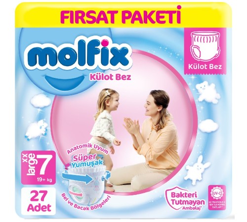 Molfix Külot Bez Fırsat Paketi 7 Beden 19+ Kg 27 Adet Molfix Külot Bez Fırsat Paketi 7 Beden 19+ Kg 27 Adet