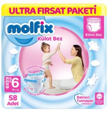Molfix Külot Bez Ultra Fırsat Paketi 6 Beden 15+ Kg 58 Adet