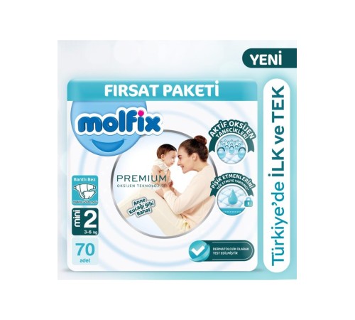 Molfix Premium Bebek Bezi Fırsat Paketi 2 Beden 3-6 Kg 70 Adet Molfix Premium Bebek Bezi Fırsat Paketi 2 Beden 3-6 Kg 70 Adet