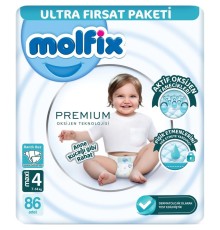 Molfix Premium Bebek Bezi Ultra Fırsat Paketi 4 Beden 7-14 Kg 86 Adet
