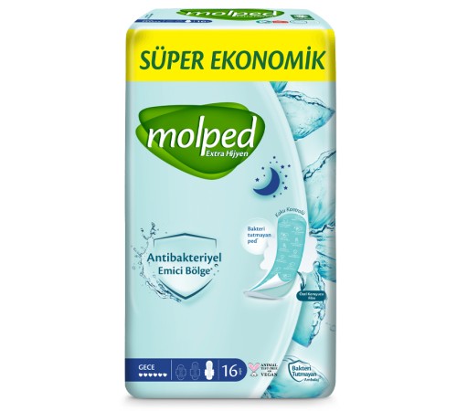 Molped Ekstra Hijyen Gece Ped Süper Eko 16 Adet Molped Ekstra Hijyen Gece Ped Süper Eko 16 Adet