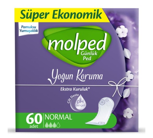 Molped Günlük Ped Yoğun Koruma Süper Eko 60 Adet Molped Günlük Ped Yoğun Koruma Süper Eko 60 Adet