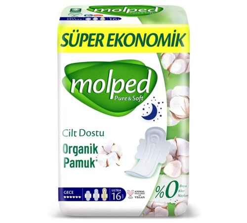 Molped Pure&Soft Gece Ped Süper Eko 16 Adet Molped Pure&Soft Gece Ped Süper Eko 16 Adet