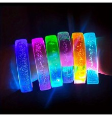 Mor Led Işıklı Baskı Yapılabilen Pilli Bileklik Bilezik 1,5 cm Genişlik