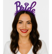 Mor Renk Bekarlığa Veda İtalik Yazı Alyanslı Bride Taç