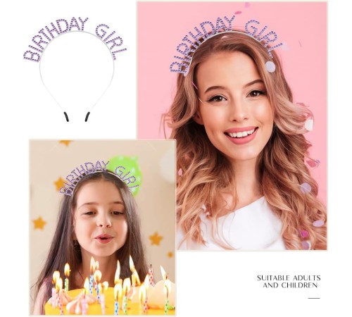 Mor Renk Kristal Taşlı Parlak Birthday Girl Yazılı Taç 16x17 cm Mor Renk Kristal Taşlı Parlak Birthday Girl Yazılı Taç 16x17 cm