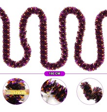Mor Turuncu Renk 4 cm Genişlik Garland Çift Renk Sim Süs 180 cm