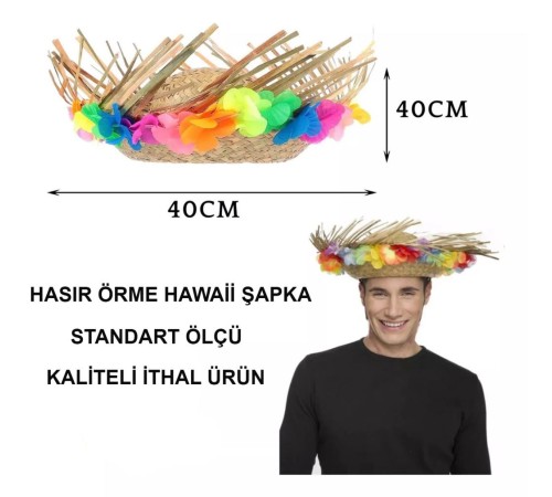 Naturel Renk Püsküllü Örme Hasır Hawaii Luau Aloha Şapka 13x36 cm Naturel Renk Püsküllü Örme Hasır Hawaii Luau Aloha Şapka 13x36 cm