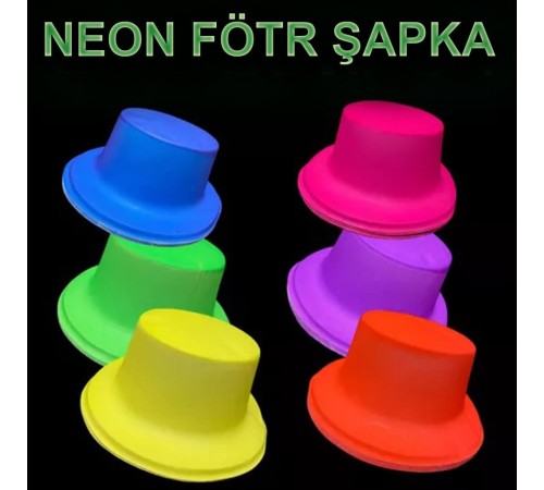 Neon Partisi Turuncu Renk Plastik Fötr Şapka Neon Partisi Turuncu Renk Plastik Fötr Şapka