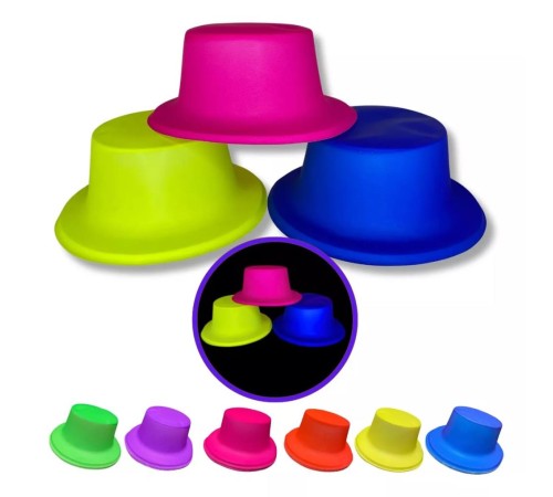 Neon Partisi Turuncu Renk Plastik Fötr Şapka Neon Partisi Turuncu Renk Plastik Fötr Şapka