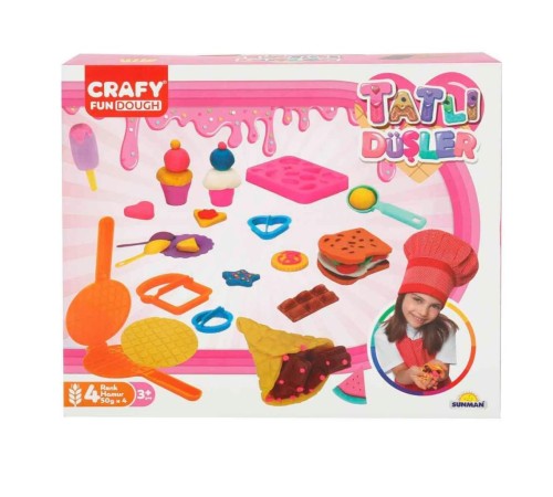 3493 Crafy Tatlı Düşler Oyun Hamuru Seti 200 g 22 Parça -Sunman 3493 Crafy Tatlı Düşler Oyun Hamuru Seti 200 g 22 Parça -Sunman