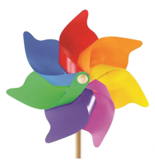 7 Kanat 45 cm Gök Kuşağı Rüzgar Gülü