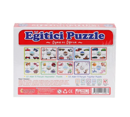 7196 Çark Puzzle Hayvanlar Taşıtlar 60 Parça -Dıytoy 7196 Çark Puzzle Hayvanlar Taşıtlar 60 Parça -Dıytoy