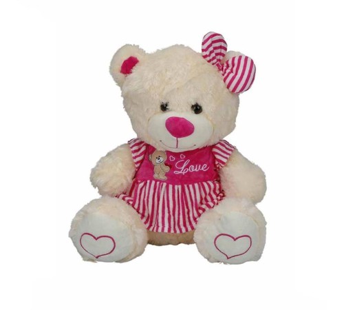 8334 Oturan Çizgili Elbiseli Peluş Ayı 40 cm -Sunman 8334 Oturan Çizgili Elbiseli Peluş Ayı 40 cm -Sunman