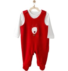 Andywawa AC25339 Happy Newyear Kadife Bebek Tulum Takım Red